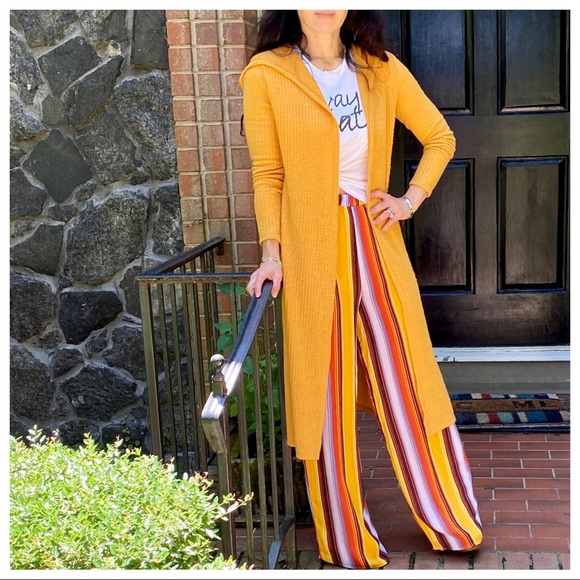 MUSTARD KNIT HOODED CARDIGAN - Picture 2 of 8